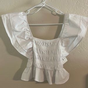 NWT Zara White Puff Sleeve Blouse